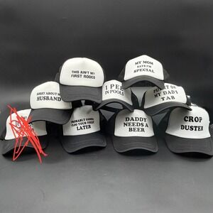 Lot Of 8 Funny Slogan Trucker Hat Wholesale Novelty Foam Mesh Snapback Cap Set